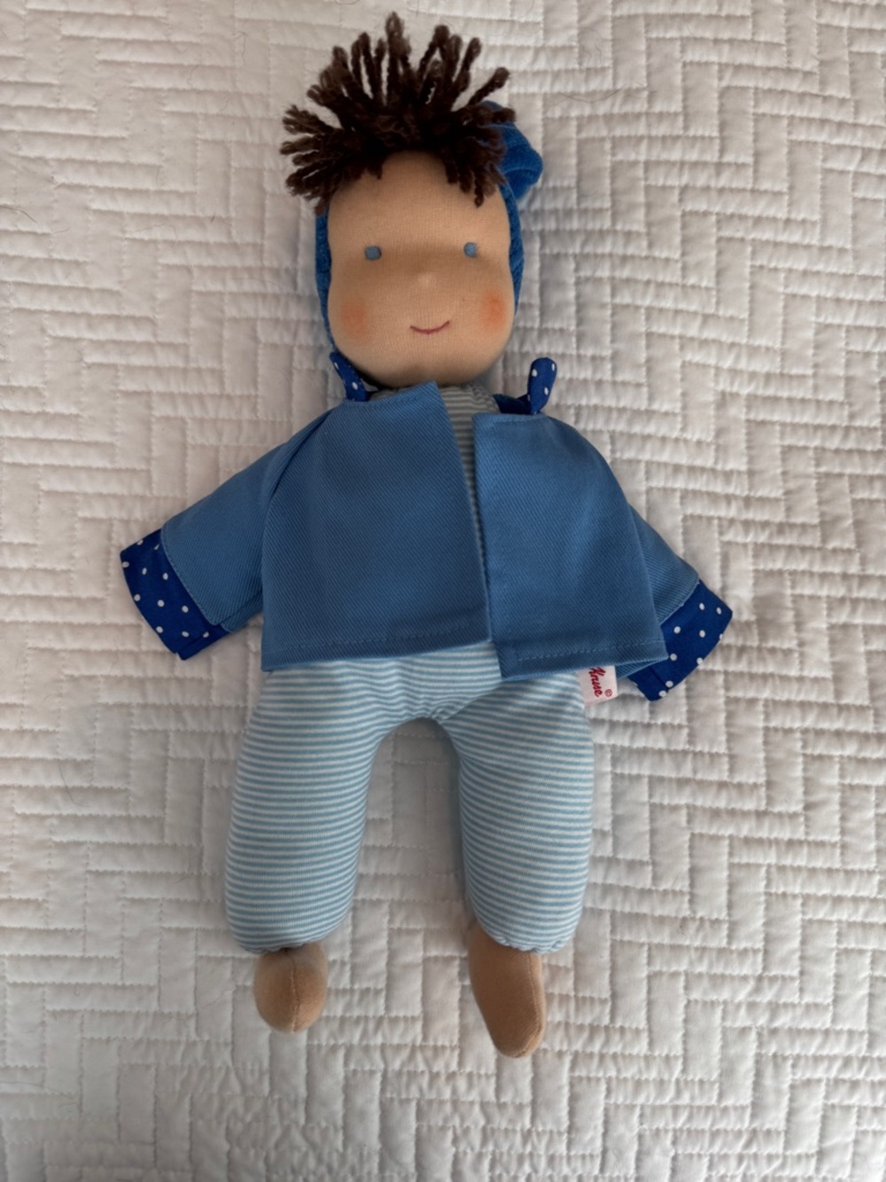 Kathe Kruse Blue Soft Cloth Baby Doll with Jacket - Plush Kids Toy - Picture 2 of 9